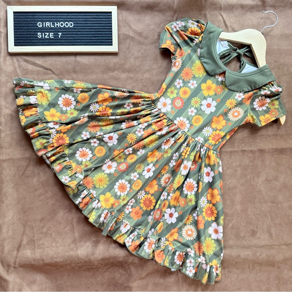 Girlhood Green Floral Twirl Dress